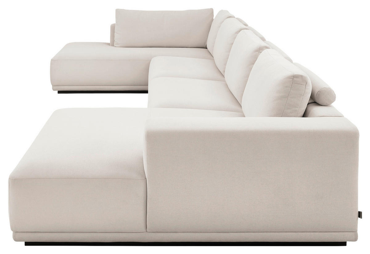 WOHNLANDSCHAFT Weiß Chenille  - Schwarz/Weiß, Design, Kunststoff/Textil (204/397/166cm) - Musterring