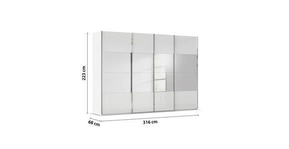 SCHWEBETÜRENSCHRANK 316/223/68 cm 4-türig Weiß  - Chromfarben/Weiß, Design, Glas/Holzwerkstoff (316/223/68cm) - Novel