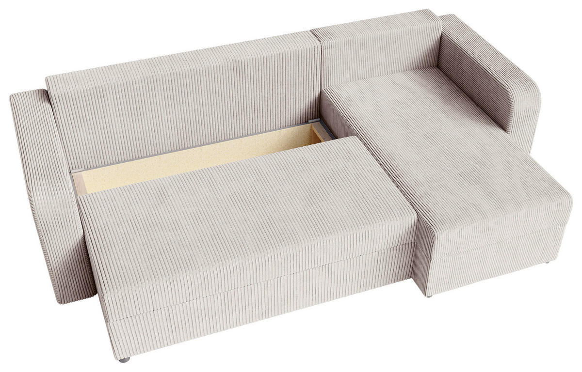 ECKSOFA Naturfarben Cord  - Schwarz/Naturfarben, KONVENTIONELL, Kunststoff/Textil (140/240cm) - Carryhome