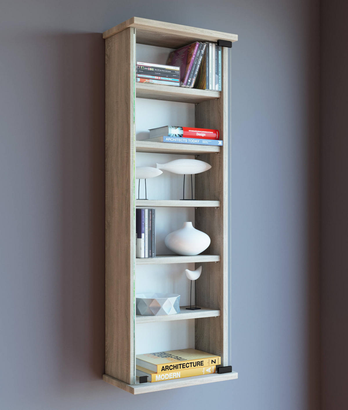 CD-REGAL - Buchefarben, Konventionell, Glas/Holzwerkstoff (31/91,5/18cm) - MID.YOU