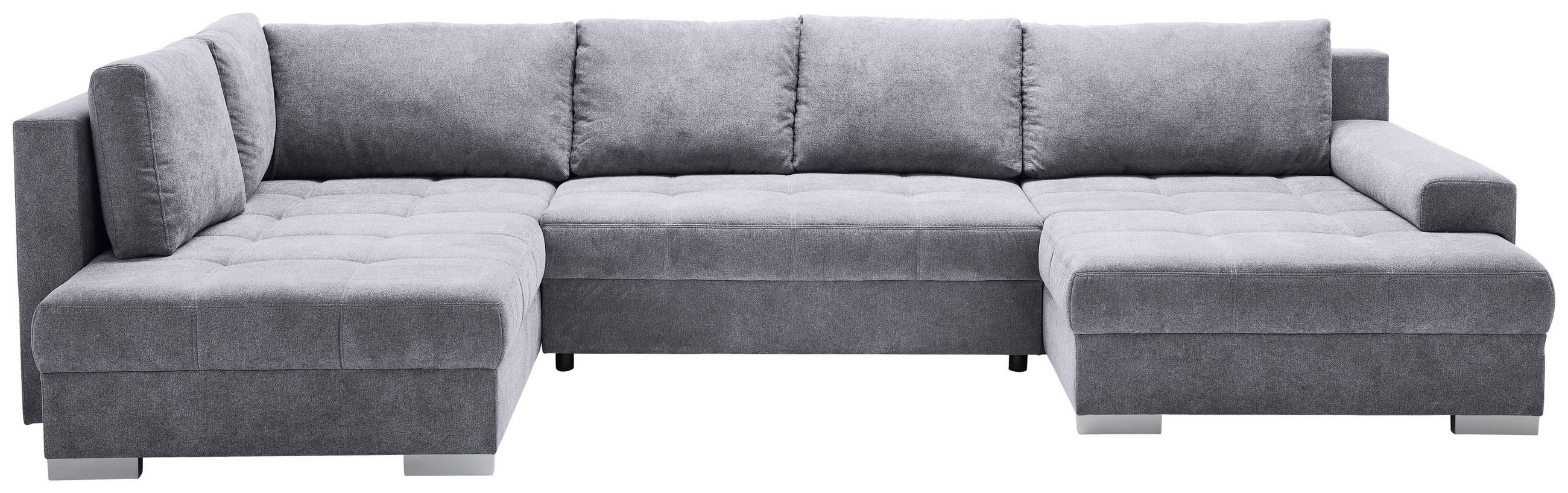 WOHNLANDSCHAFT in Velours Grau  - Chromfarben/Grau, Konventionell, Kunststoff/Textil (198/363/170cm) - Hom`in