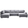WOHNLANDSCHAFT Grau Velours  - Chromfarben/Grau, KONVENTIONELL, Kunststoff/Textil (198/363/170cm) - Hom`in