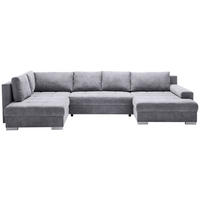 WOHNLANDSCHAFT in Velours Grau  - Chromfarben/Grau, Konventionell, Kunststoff/Textil (198/363/170cm) - Hom`in