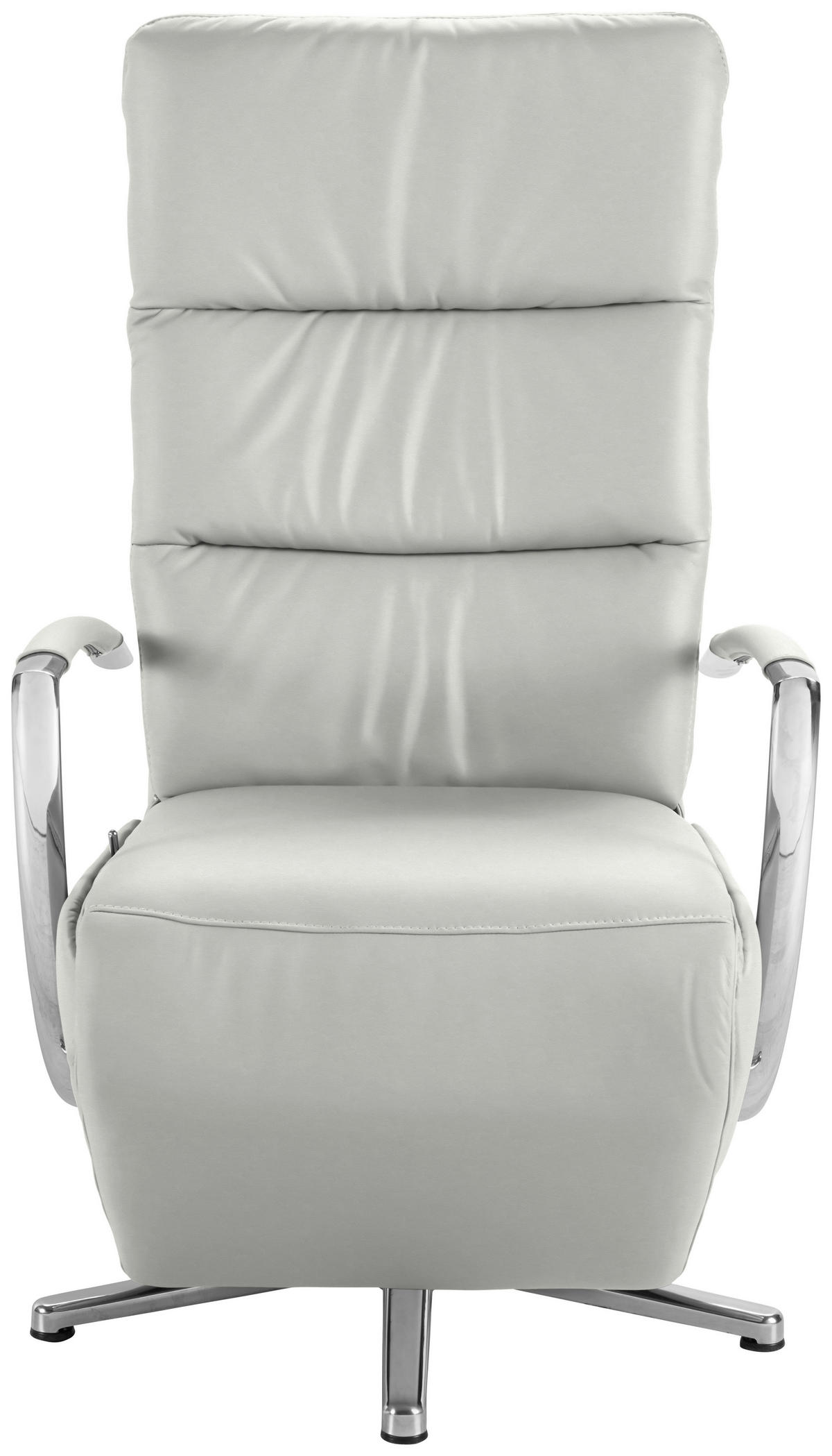 RELAXSESSEL in Leder Silberfarben  - Chromfarben/Silberfarben, Design, Leder/Metall (64/112/80cm) - Cantus