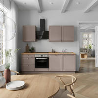 KÜCHENBLOCK Frame 240 cm  in Eichefarben, Beigebraun  - Eichefarben/Beigebraun, MODERN, Holzwerkstoff/Metall (240cm) - Nobilia