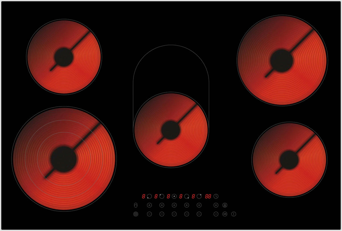 GLASKERAMIKKOCHFELD  - Schwarz, Basics, Glas (77/5/52cm) - PKM