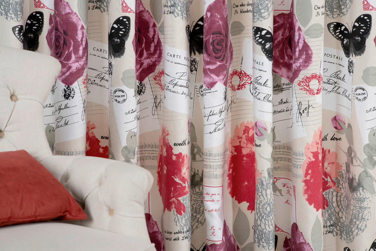 DRAPERIE CONFECȚIONATĂ semitransparent  - roșu, Basics, textil (210/245cm)