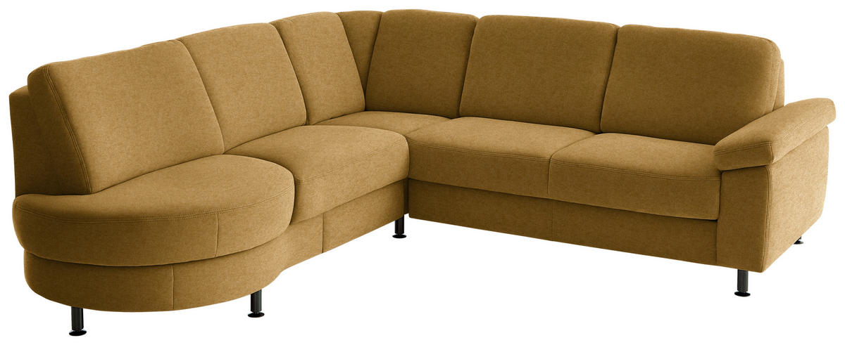 ECKSOFA  in Flachgewebe Currygelb  252/248 cm  - Currygelb/Schwarz, KONVENTIONELL, Textil/Metall (252/248cm) - Beldomo Comfort