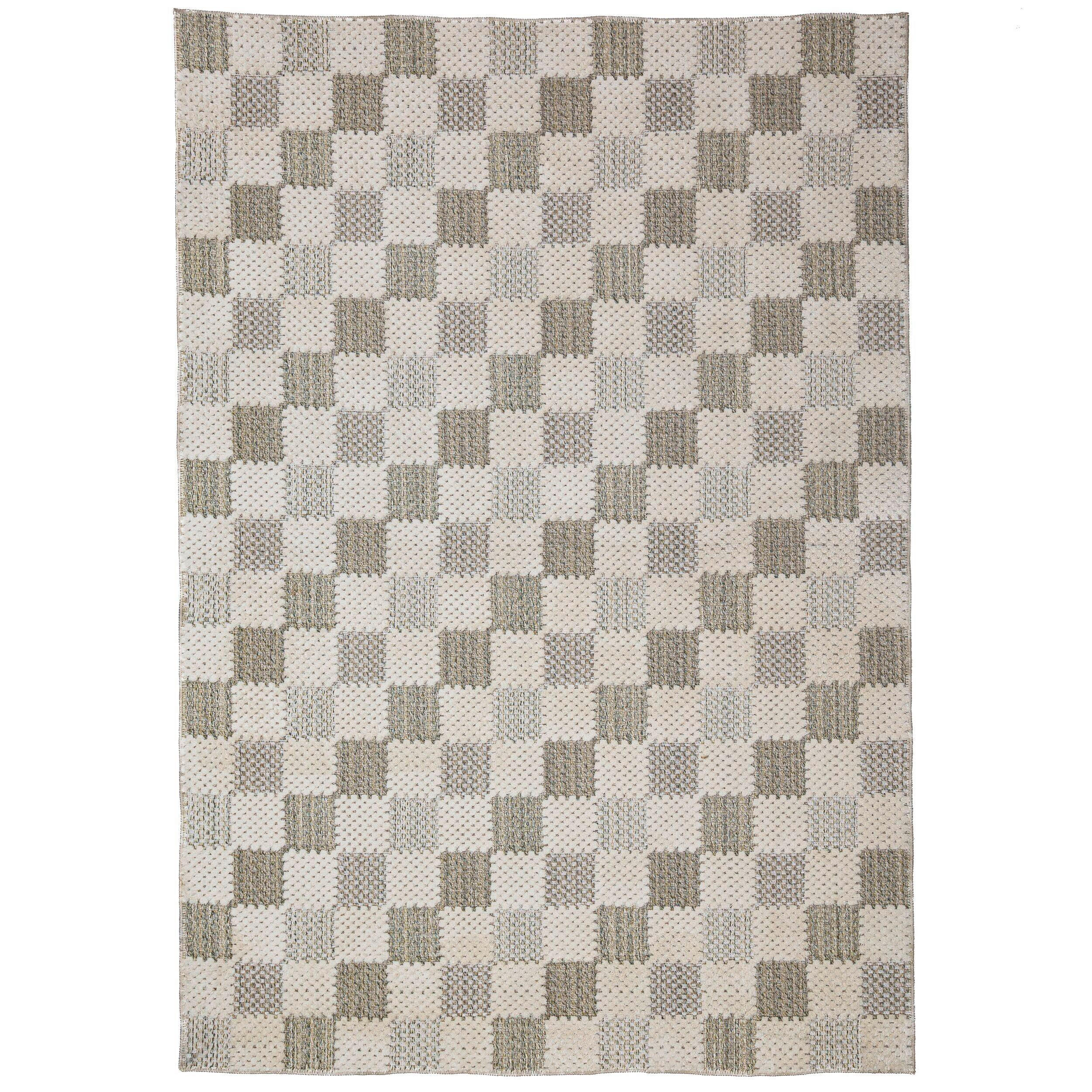 FLACHWEBETEPPICH  Wohnzimmer 155/230 cm Muted Checkerboard Pastellgrün rechteckig  - Pastellgrün, Basics, Kunststoff/Textil (155/230cm) - Flair Rugs