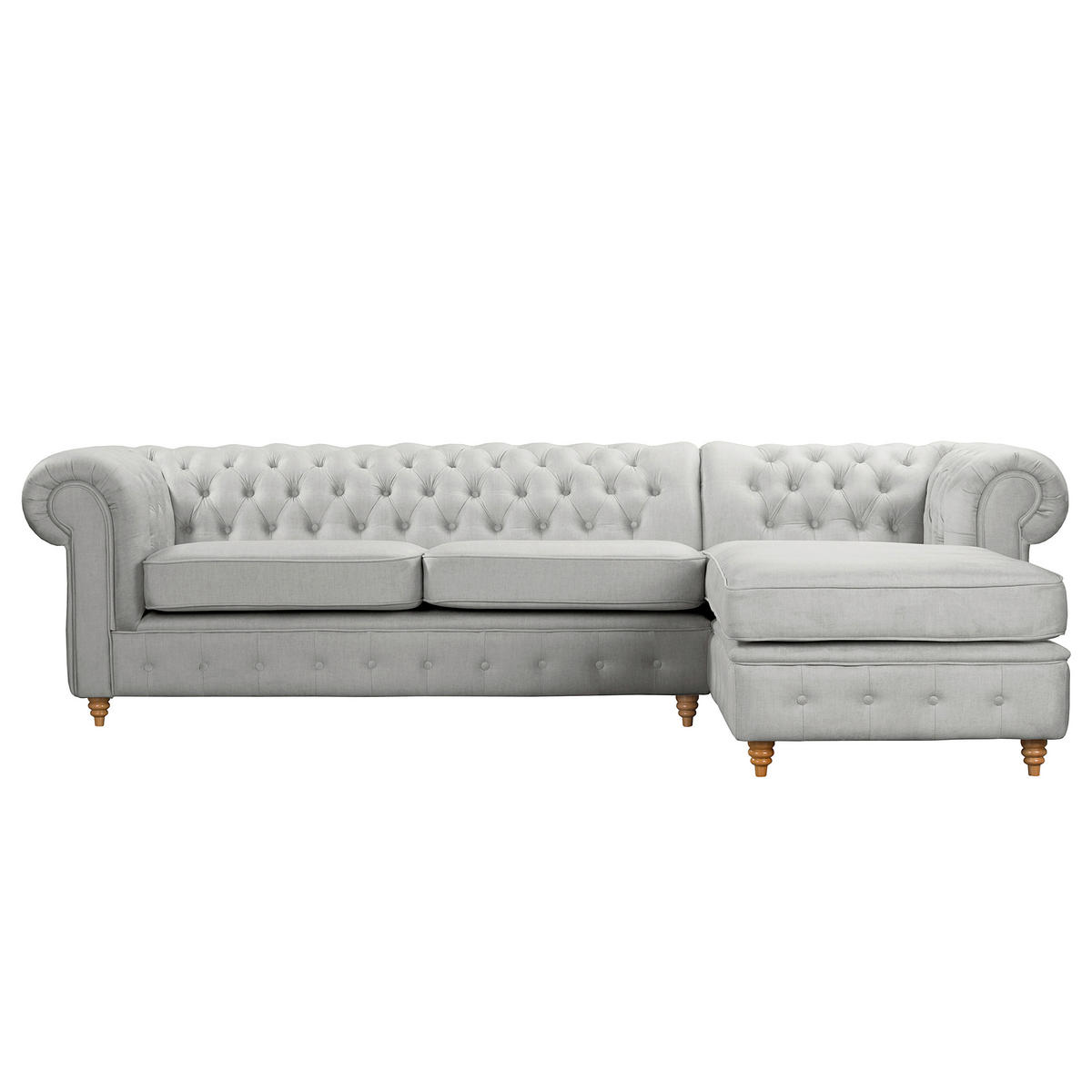 ECKSOFA Mikrofaser Hellgrau  - Hellgrau/Braun, Design, Holz/Textil (284/182cm) - P & B