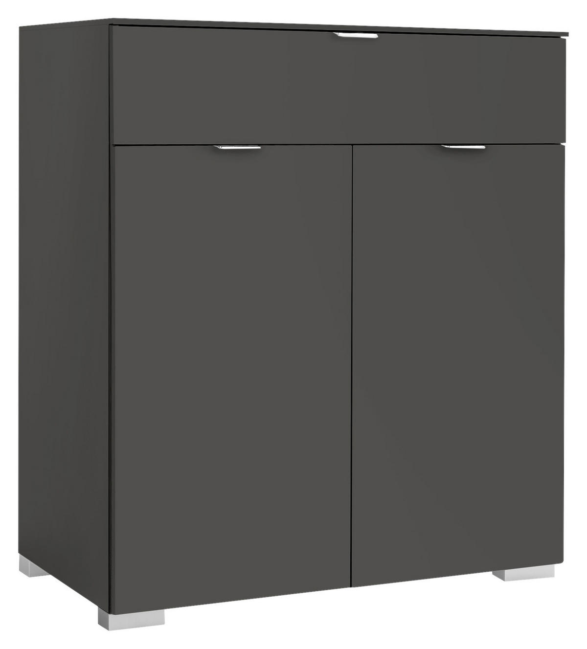 KOMMODE 80/96/40 cm  in Anthrazit  - Anthrazit/Alufarben, Holzwerkstoff/Kunststoff (80/96/40cm) - Moderano