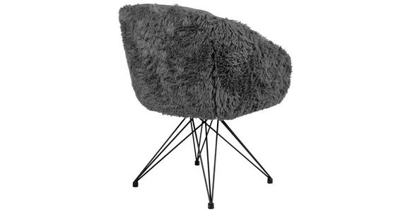 ARMLEHNSTUHL  in Eisen Hochflor Echtleder pigmentiert  - Anthrazit/Schwarz, Design, Leder/Holz (59,5/83,5/63,5cm) - Belluti