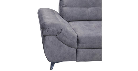 ECKSOFA Grau Velours  - Schwarz/Grau, KONVENTIONELL, Kunststoff/Textil (275/218cm) - Carryhome