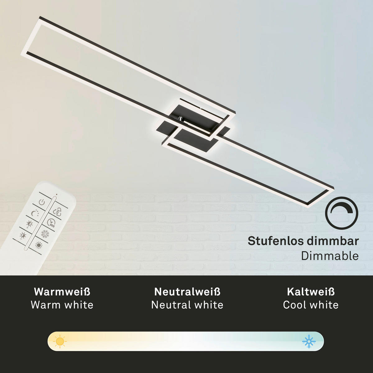 LED PLAFONJERA  - crna, Dizajnerski, metal/plastika (110/24,8/8cm)