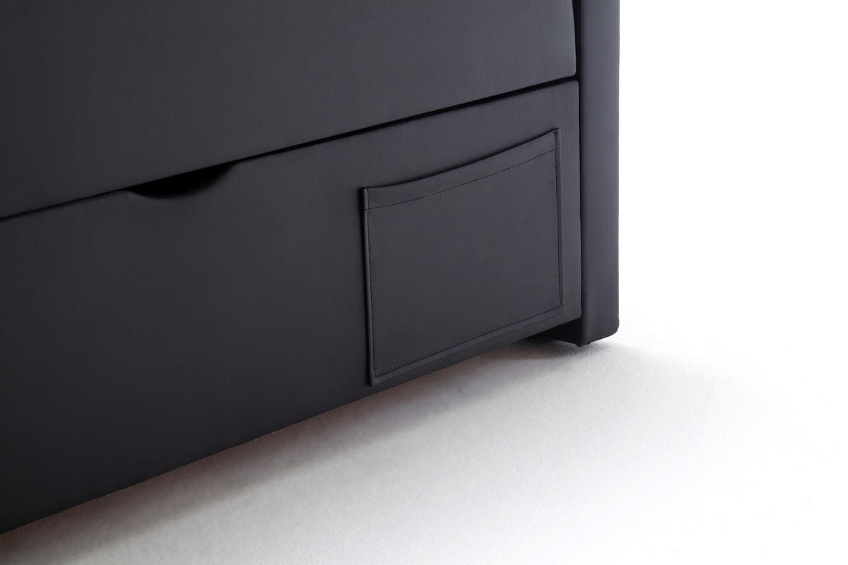 BOXSPRINGBETT 180/200 cm  in Schwarz  - Silberfarben/Schwarz, Design, Kunststoff/Textil (180/200cm) - Xora