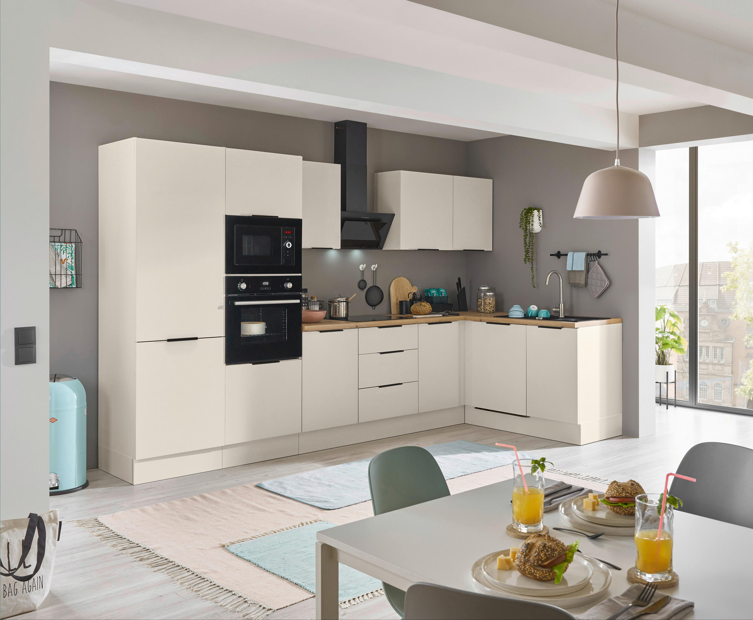 ECKKÜCHE 340/175 cm  in Kaschmir  - Kaschmir/Schwarz, Basics, Holzwerkstoff/Metall (340/175cm) - Carryhome