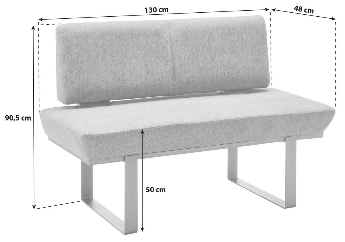 SITZBANK 130/48/90 cm Webstoff Grau Eiche vollmassiv  - Schwarz/Grau, MODERN, Holz/Textil (130/48/90cm) - Livetastic