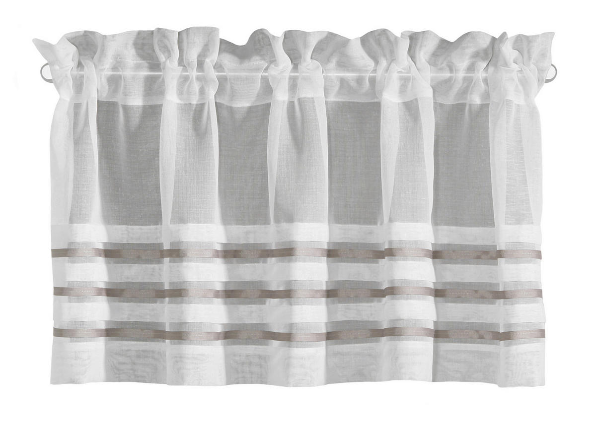 KURZGARDINE   140/45 cm   - Hellbraun/Weiß, Basics, Textil (140/45cm)