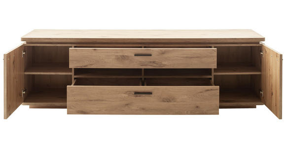 LOWBOARD  in 210/65/50 cm  - Eichefarben/Anthrazit, KONVENTIONELL, Holzwerkstoff/Metall (210/65/50cm) - Cantus