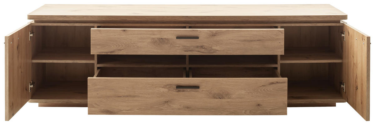 LOWBOARD  in 210/65/50 cm  - Eichefarben/Anthrazit, KONVENTIONELL, Holzwerkstoff/Metall (210/65/50cm) - Cantus