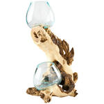 VASE 40 cm  - Klar/Ecru, Natur, Glas/Holz (25/40/23cm) - Ambia Home