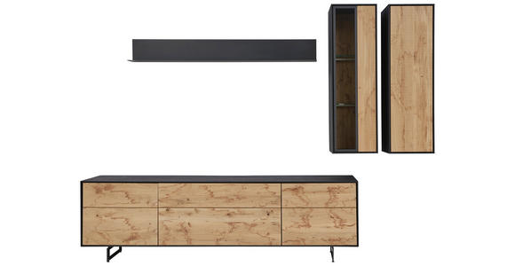 WOHNWAND in Anthrazit, Eichefarben - Eichefarben/Anthrazit, Natur, Glas/Holz (276/197/49cm) - Valnatura