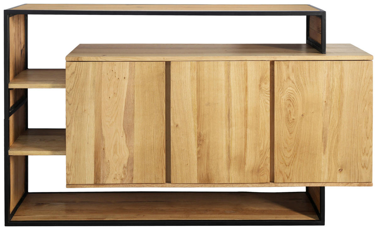 SIDEBOARD  175/100/35 cm  - Eichefarben/Schwarz, LIFESTYLE, Holz/Metall (175/100/35cm) - Landscape