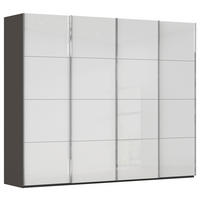 SCHWEBETÜRENSCHRANK 271/235/68 cm 4-türig Graphitfarben, Weiß  - Chromfarben/Graphitfarben, Design, Glas/Holzwerkstoff (271/235/68cm) - Novel