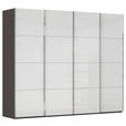 SCHWEBETÜRENSCHRANK 271/223/68 cm 4-türig Graphitfarben, Weiß  - Chromfarben/Graphitfarben, Design, Glas/Holzwerkstoff (271/223/68cm) - Novel