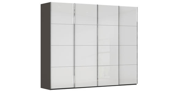 SCHWEBETÜRENSCHRANK 271/223/68 cm 4-türig Graphitfarben, Weiß - Chromfarben/Graphitfarben, Design, Glas/Holzwerkstoff (271/223/68cm) - Novel