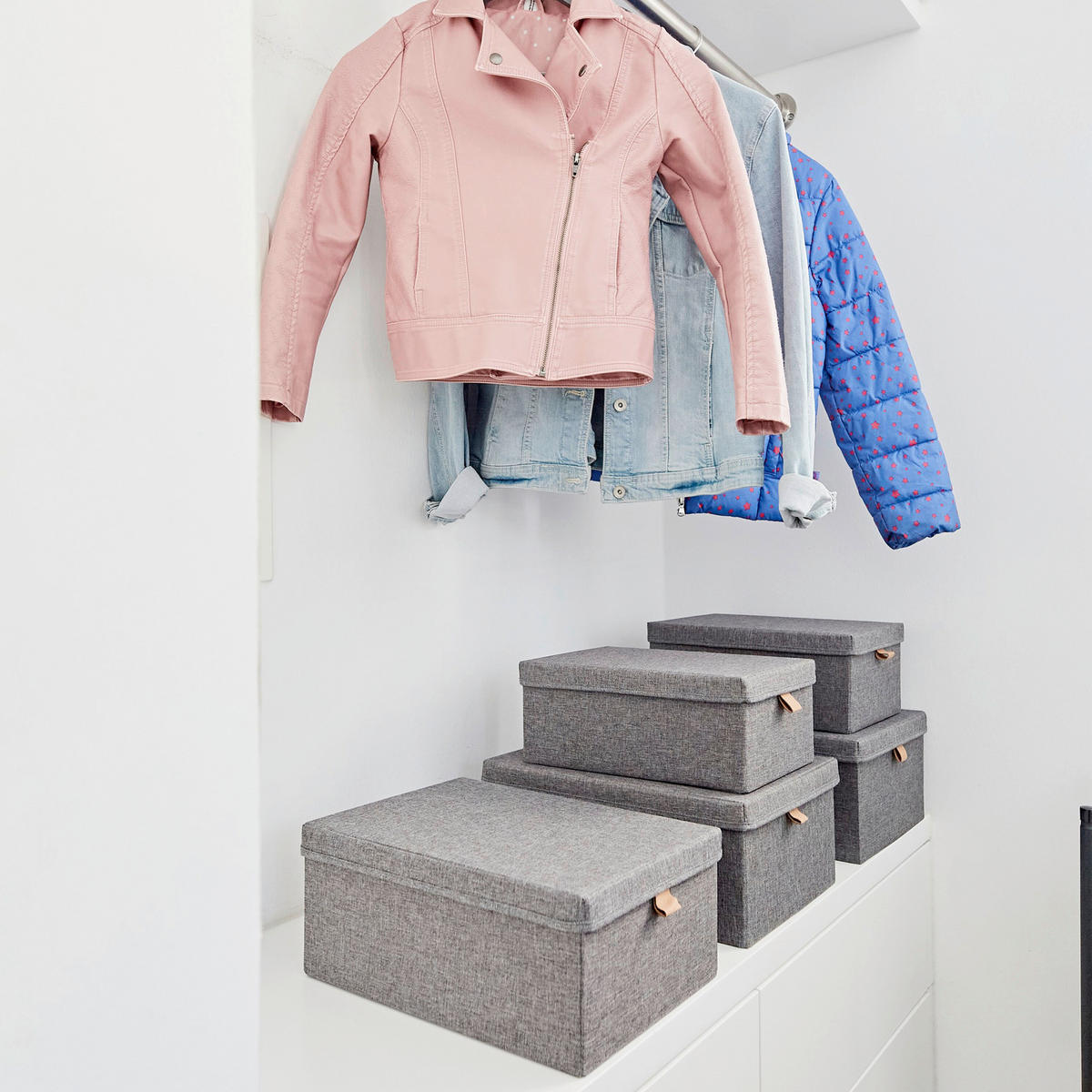 AUFBEWAHRUNGSBOXEN-SET Premium  - Grau, Basics, Textil - Store It