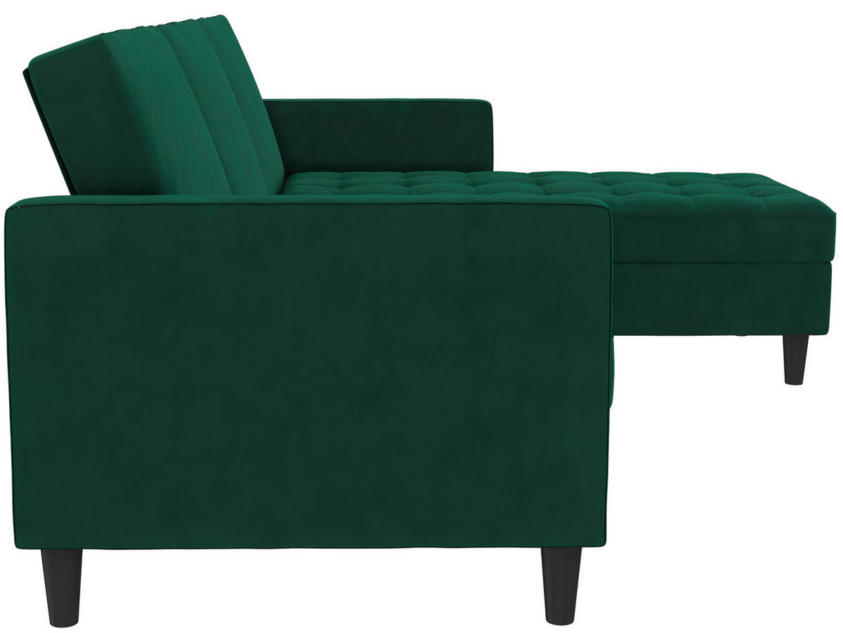 ECKSOFA PALERMO in Velours Dunkelgrün  - Dunkelgrün/Schwarz, Basics, Kunststoff/Textil (213/154cm) - Livetastic