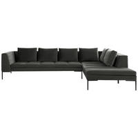 ECKSOFA Grün Velours  - Schwarz/Grün, Design, Textil/Metall (323/230cm) - home24