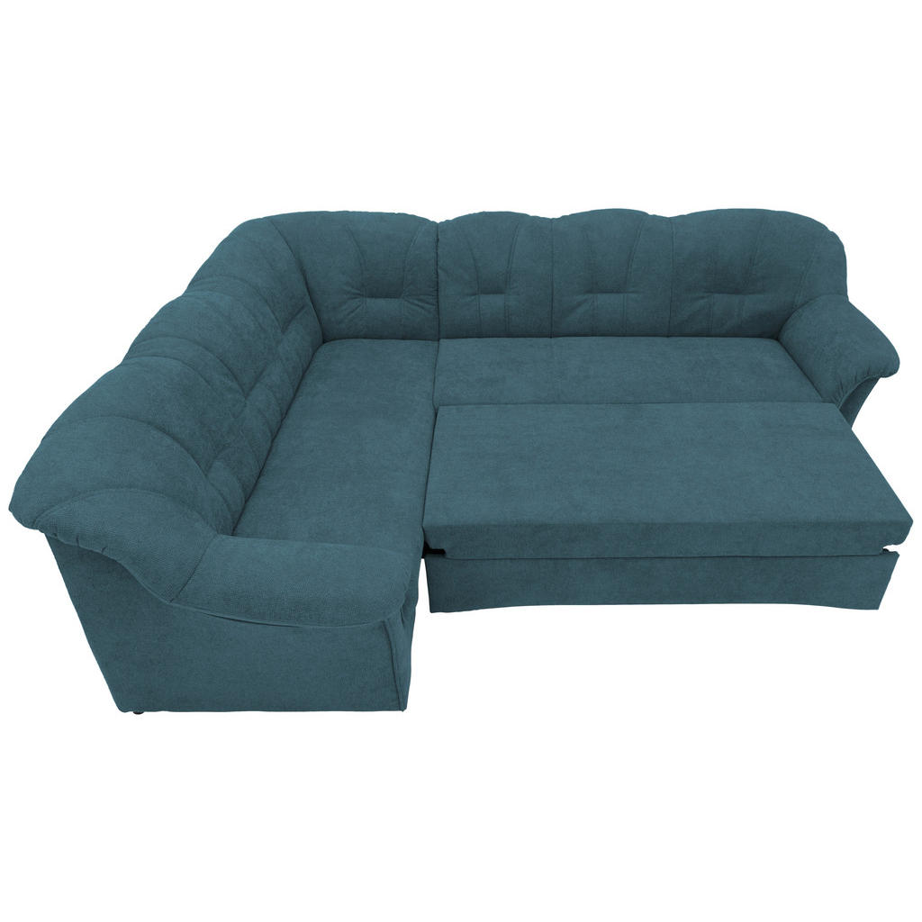 Thumbnail - Mid.you Eckschlafsofa, Petrol, Textil, Uni, 5-Sitzer, 243x192 cm, Made in EU, FSC Mix, Schlafen auf Sitzhöhe, Rücken ech...