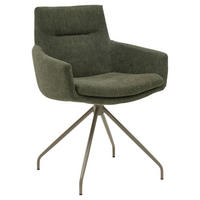 ARMLEHNSTUHL  Sitzfläche 360° drehbar, Gestellauswahl, Stoff-/Lederauswahl Cord  Dunkelgrün  - Dunkelgrün/Silberfarben, Design, Textil/Metall (61/85/64cm) - Musterring