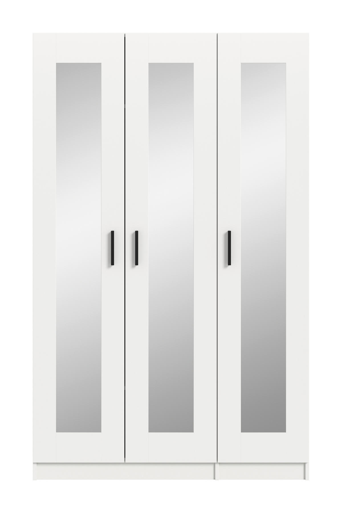 DREHTÜRENSCHRANK 120/195/56 cm,  in Weiß, 3 Tür(en)-türig  - Schwarz/Weiß, ROMANTIK / LANDHAUS, Holzwerkstoff/Kunststoff (120/195/56cm) - Livetastic
