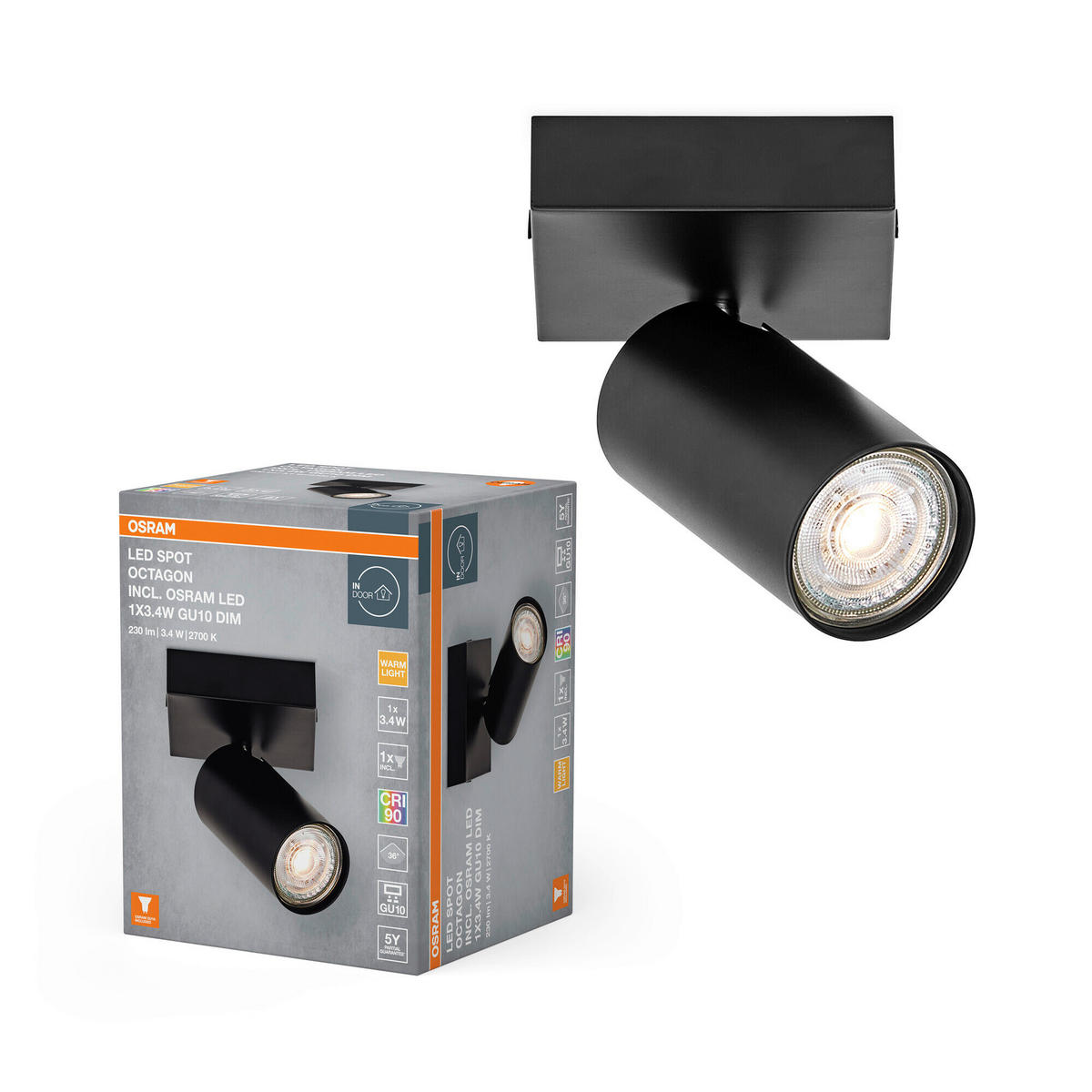 LED-STRAHLER 9/8,25/10,5 cm   - Schwarz, Basics, Metall (9/8,25/10,5cm) - Osram