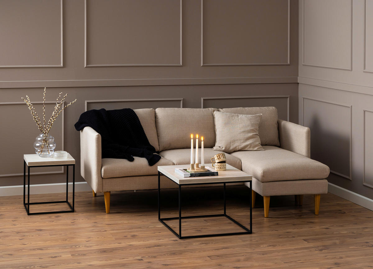 COUCHTISCH in Holzwerkstoff 60/60/45 cm  - Beige/Schwarz, Design, Holzwerkstoff/Metall (60/60/45cm) - Livetastic