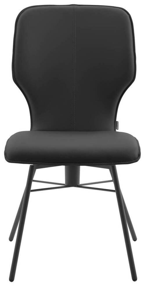 STUHL Echtleder Schwarz  - Dunkelgrau/Schwarz, Design, Leder/Metall (49/95/63cm) - Musterring