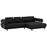 ECKSOFA Echtleder Schwarz  - Schwarz, Design, Leder/Metall (307/188cm)