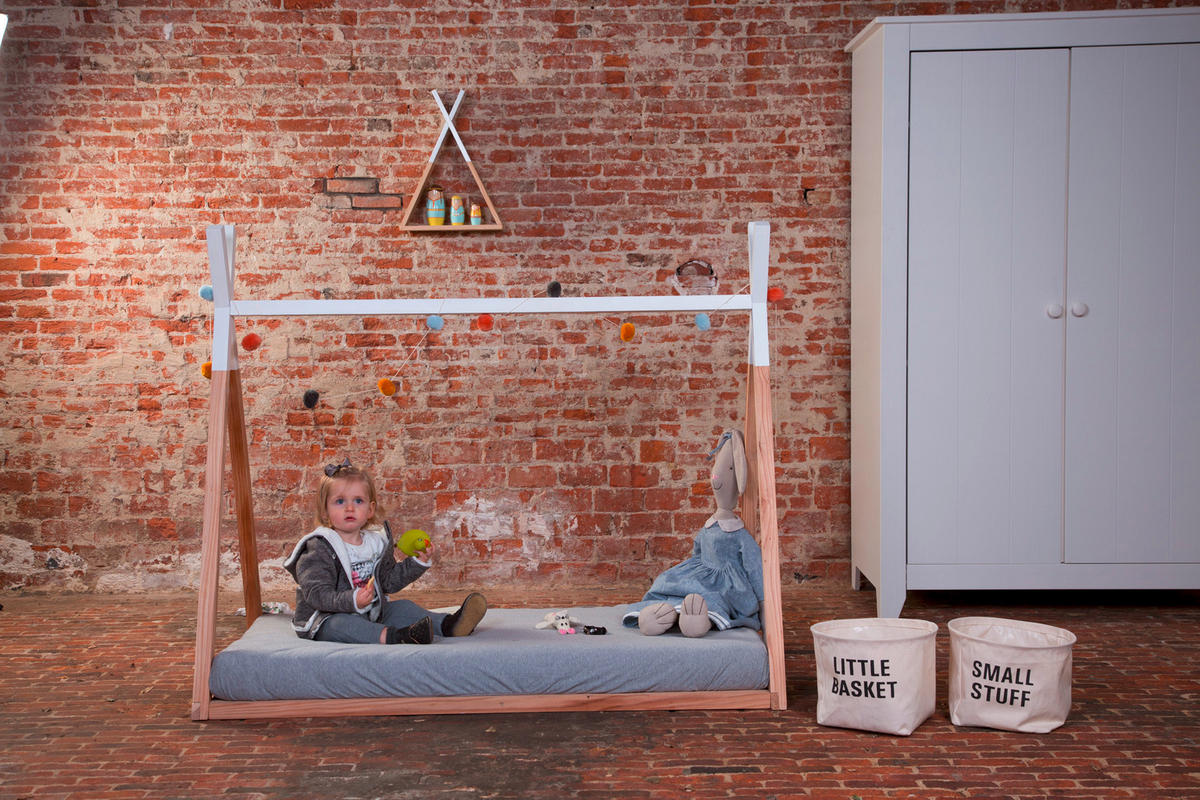 HAUSBETT  - Buchefarben/Weiß, Basics, Holz (70/140/124cm) - Childhome