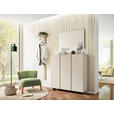 SCHUHSCHRANK Gardasee in 120/110/33 cm - Sandfarben, Design, Glas/Holzwerkstoff (120/110/33cm) - Moderano