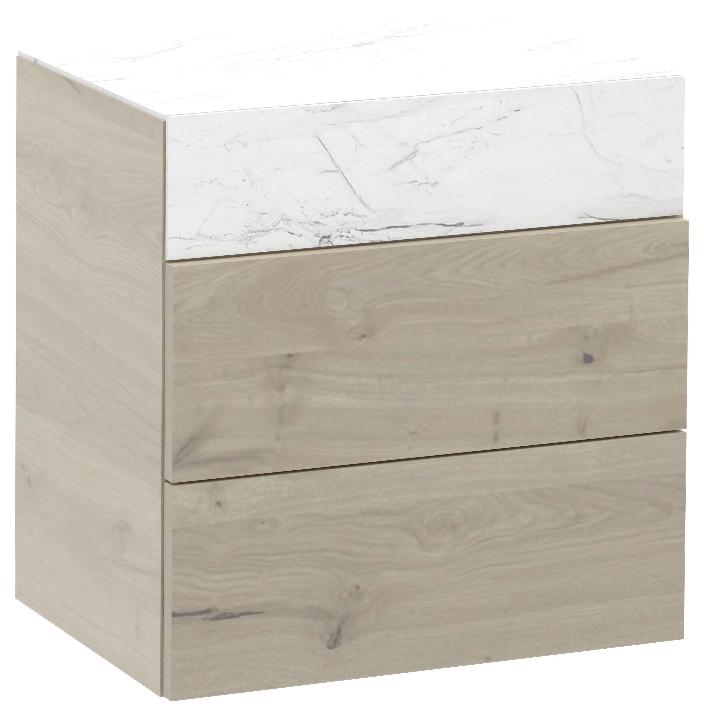 HÄNGEELEMENT Eiche furniert, mehrschichtige Massivholzplatte (Tischlerplatte) Weiß, Eichefarben - Eichefarben/Weiß, Natur, Glas/Holz (64/64/42,6cm) - Voglauer