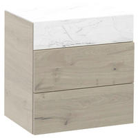 HÄNGEELEMENT Eiche furniert, mehrschichtige Massivholzplatte (Tischlerplatte) Weiß, Eichefarben  - Eichefarben/Weiß, Natur, Glas/Holz (64/64/42,6cm) - Voglauer