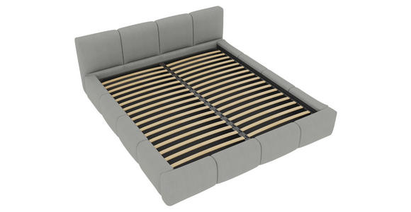 POLSTERBETT 200/200 cm,  in Silberfarben, Lattenrost, Bettkasten,  - Silberfarben/Schwarz, Design, Holz/Textil (200/200cm) - Xora