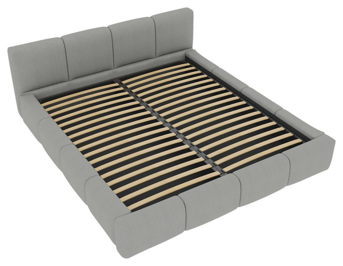 POLSTERBETT 180/200 cm,  in Silberfarben, Lattenrost, Bettkasten,  - Silberfarben/Schwarz, Design, Holz/Textil (180/200cm) - Xora