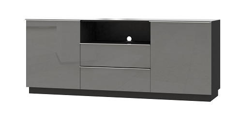 COMODĂ 180/71/48 cm - negru/gri, sticlă/material pe bază de lemn (180/71/48cm) - Venda