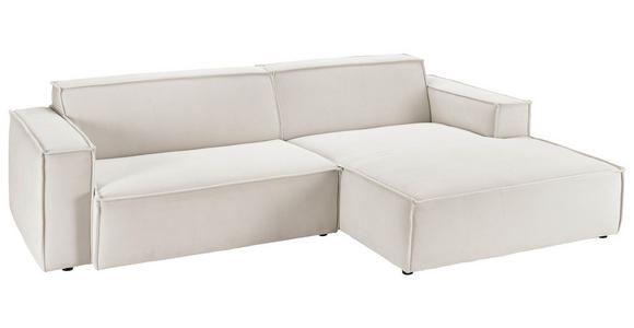 ECKSOFA in Feincord Weiß  - Schwarz/Weiß, KONVENTIONELL, Kunststoff/Textil (276/168cm) - Hom`in