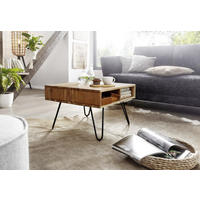 COUCHTISCH Akazie massiv 60/60/40 cm quadratisch Akaziefarben  - Schwarz/Akaziefarben, MODERN, Holz/Metall (60/60/40cm) - MID.YOU