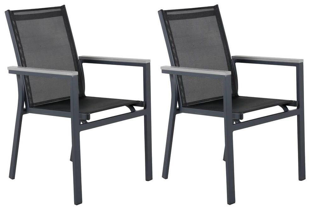 GARTENSTUHL-SET Aluminium Schwarz  - Schwarz, KONVENTIONELL, Textil/Metall (57/90/59cm) - Gardenson